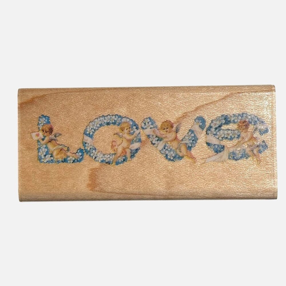 Rubber Stampede LOVE Cherub Stamp Cynthia Hart 1995 Wood Mount A731E Victorian